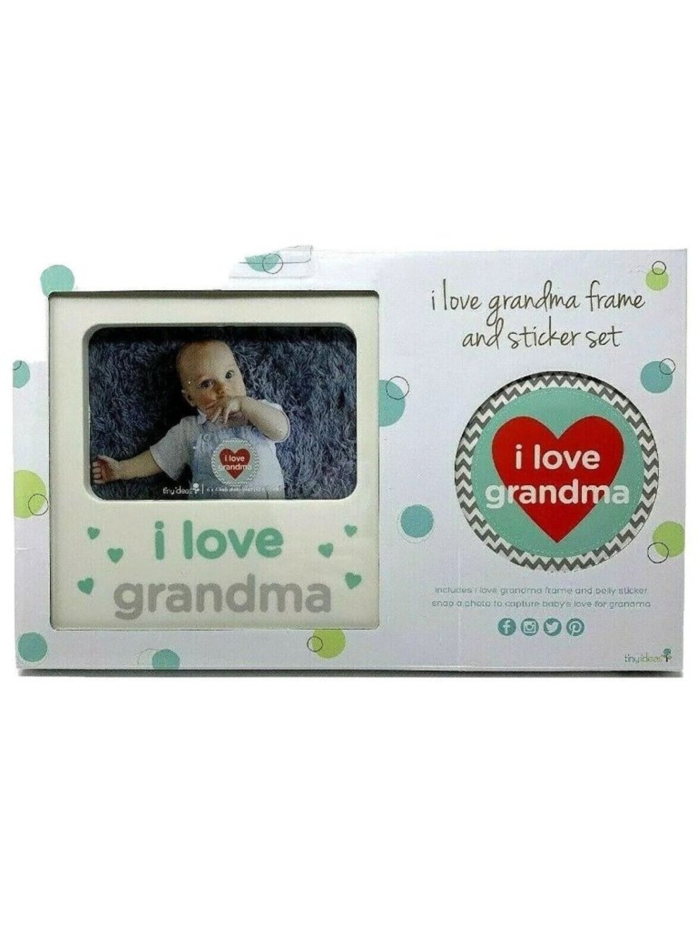 I Love Grandma Keepsake Photo Frame Belly Sticker Rectangular Gift Set
